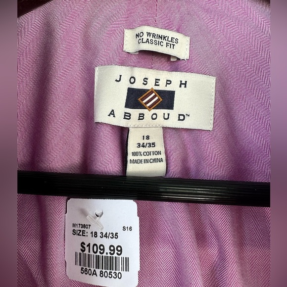 NWT Joseph Abboud Size 18 34/35 100% Cotton No Wrinkle Classic Fit - Picture 4 of 6